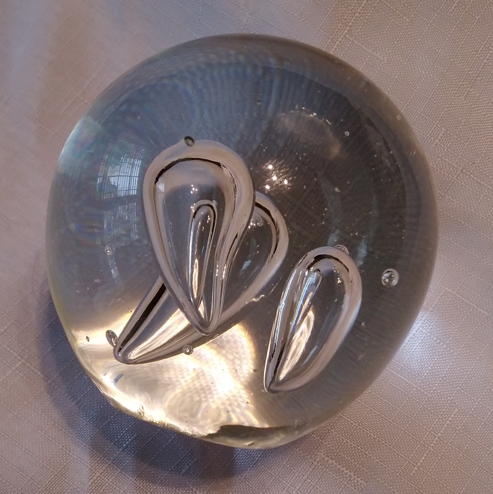 Glass Paperweight Teardrop Bubbles